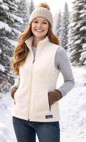 Patagonia Synchilla Cream Fleece Vest Women’s Size Small Zip Up thumbnail 1