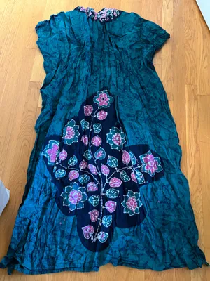 Vintage Green Pink Long Dress Size M thumbnail 2