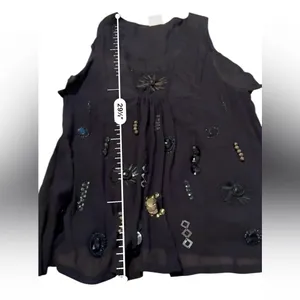 Anthropologie Yoana‎ Baraschi 100% Silk Black Beaded Sleeveless Top Sz S thumbnail 10