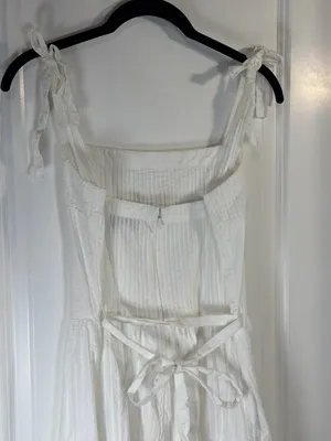 Topshop White Cotton Seersucker Strappy Tiered Maxi Dress with Tie Back thumbnail 3