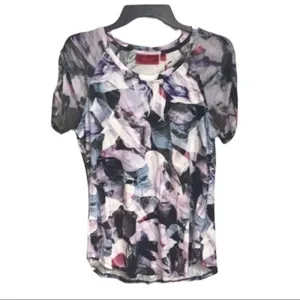 Jennifer Lopez Sheer Mesh Floral Ruched Baby Tee Y2K Top Women’s Size Small thumbnail 2