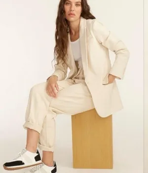 J. Crew Alfie Cream Blazer Jacket In Denim Stripe thumbnail 2