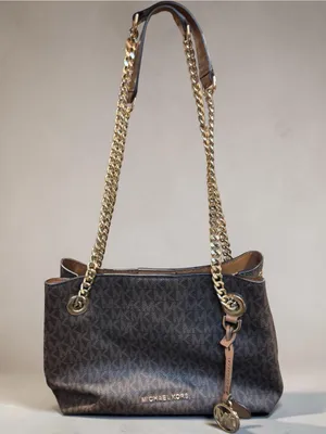 Michael Kors Dark Brown MK Logo Chain-Strap Shoulder Bag thumbnail 2