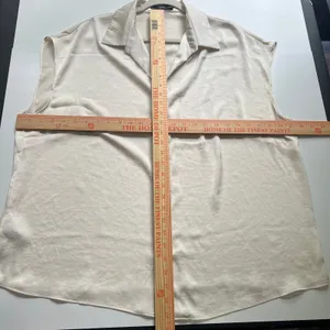 MNG Mango Blouse Women 2XL Cream Great Satin Sleeveless Button Down 77120 thumbnail 6