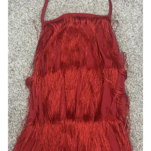 Sexy Red Flapper Fringe Halter Romper 1920s Gatsby Tiered Charleston Cocktail S thumbnail 5