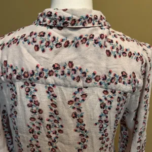 Free People Floral Button Up‎ Tunic Shirt Dress Long Sleeve Retro Boho Medium thumbnail 7