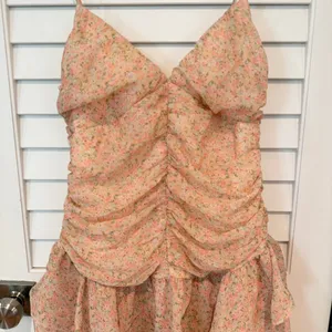 Majorelle Floral Chiffon Romantic Mini Dress Sz S Ruched Fairy Ilaria thumbnail 3
