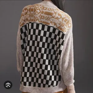 Anthropologie Petite Cardigan Gray Checkered thumbnail 2