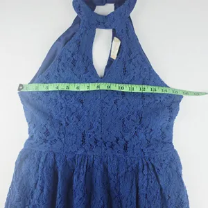 Altar'd State -798‎ Blue Lace Halter Mini Dress Cocktail Date Night Size Medium thumbnail 7