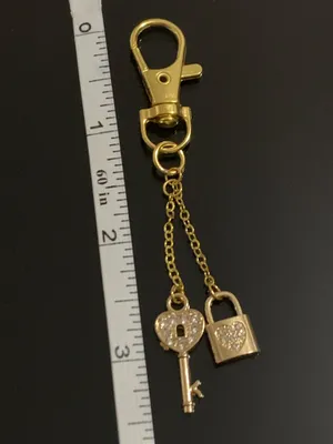 Lock and Key Gold Tone Bag Charm Clip New thumbnail 2