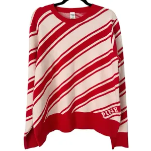 Victoria's Secret Pink Red & White Candy Cane Stripe Crewneck Sweater Size XL thumbnail 3