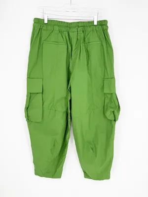 Farm Rio Cotton Straight Crop Cargo Pants Women's M Green Utility Chic thumbnail 3