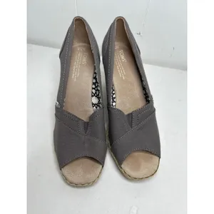 Toms Ash Gray “Calypso” Espadrille Slip On Canvas Comfort Wedge Womens 8.5 Nwob thumbnail 5