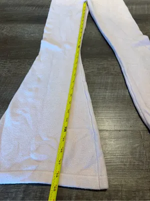 Edikted Fold Over Ribbed Pink Knit Flare Pants thumbnail 2