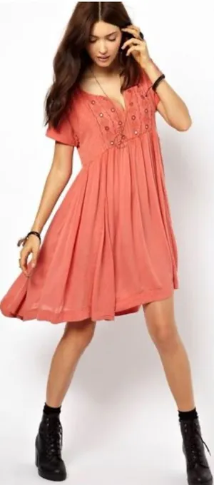 Free People Dress Size Small 100% Cotton Embroidered Flowy Lightweight Boho thumbnail 1