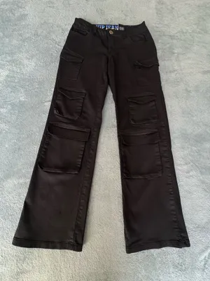 VIP Jeans Black Cargo Pants Wide Leg Stretch Size 3/4 thumbnail 1
