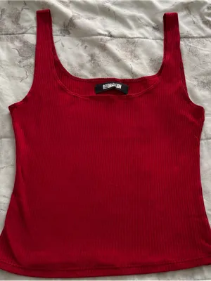 Reformation Carla red ribbed Sleeveless Square-Neck Tank Top, size S Made in USA thumbnail 13