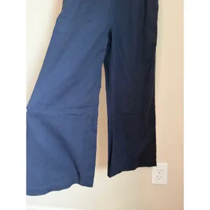 Sea New York Jumpsuit Women 2 Navy Blue Peplum Wide Leg Smocked Back Pocket thumbnail 7