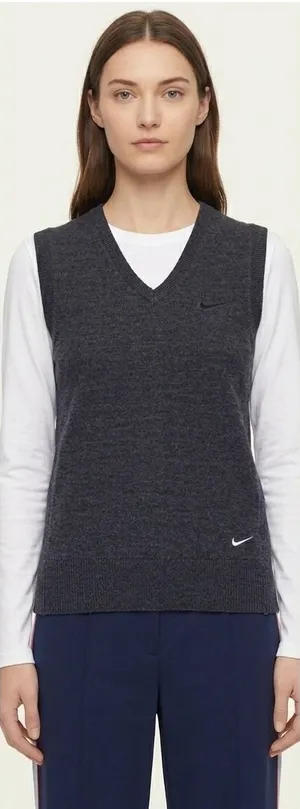 Nike Sweater Vest Womens XS Gray Merino Wool Blend Golf Tour Performance‎ V-Neck thumbnail 1