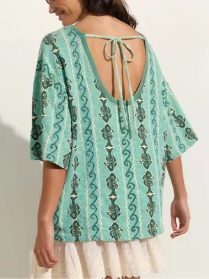Free People We The Free By The Sea Tee T-Shirt Splash Blue Combo NWT thumbnail 1