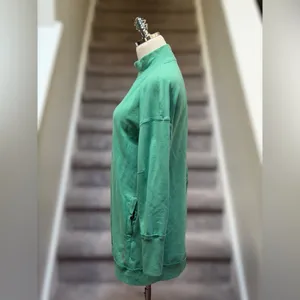 FreePeople Movement Oversized Mock Neck Back Zip Green Longline Sweatshirt Tunic thumbnail 6