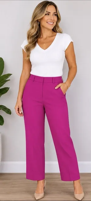 J.Crew‎ Kallie Pant Womens 8 Fuchsia Hot Pink Straight Ankle Career Stretch NWT thumbnail 1