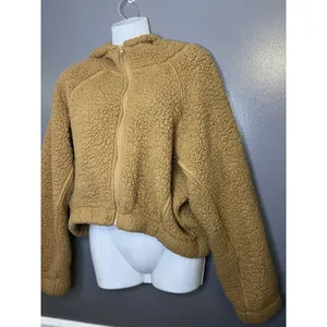 Wild Fable Jacket Womens M/L Brown Sherpa Fleece Hooded Full Zip Pockets Teddy thumbnail 4