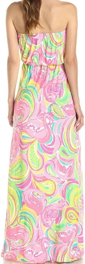 Lilly Pulitzer Womens Marlisa Maxi Dress Strapless Pink Xs thumbnail 1
