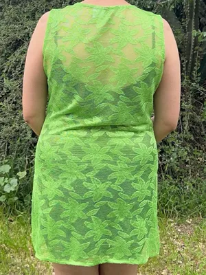 Green mesh cover up dress. thumbnail 5