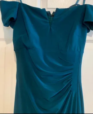 Xscape Off-The-Shoulder Ruched hunter green Gown with Custom Ruffle Detail 8 thumbnail 7