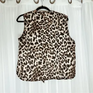 Source Unknown Brown and Tan Tie Front Sleeveless Blouse thumbnail 2