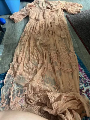 POL “Dress Me In Lace” Cotton Maxi Lace Romper Caramel Festival Coastal Boho M/L thumbnail 10