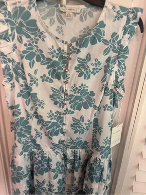 Free Assembly White And Blue Flutter Sleeve Floral Dress Size Small thumbnail 4
