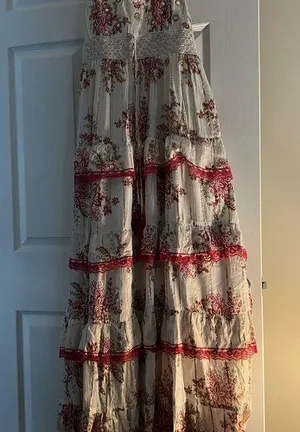 Floral Maxi Dress with Red Accents thumbnail 1