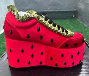 womens size 6 Strawberry shortcake X dolls kill Watermelon Platform Sneakers thumbnail 1