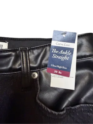 🖤NWT Abercrombie Curve‎ Love Vegan Leather Panel Ankle Straight Jeans Size 29🖤 thumbnail 5