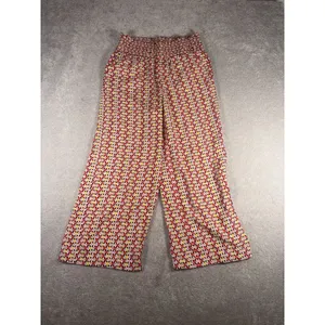 Maeve Women's Smocked Waist Wide Leg Pants Multicolor Geometric Print Large thumbnail 2
