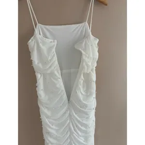 Lulus Toast to Romance White Ruched Pearl Bodycon Midi Dress Size Small Bridal thumbnail 9