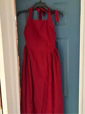 NEW Le Lis Burgundy Halter Midi Dress with Lace Trim – Medium thumbnail 6