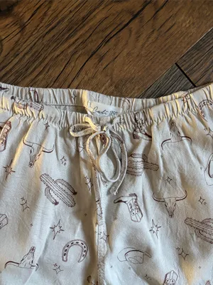 Cali 1850 Western Printed Linen Pull On Pants Size Medium Cream Cowgirl Rodeo thumbnail 7