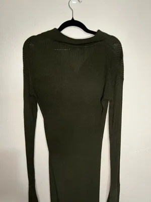 Urban Outfitters UO Dark Green Button Down Cardigan‎ Ribbed MIDI Dress thumbnail 8