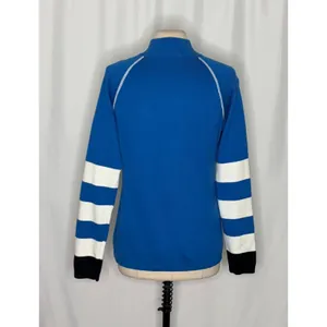 NEVE Quarter Zip Ski Sweater Blue White Striped Black Cuffs 100% Cotton X-Large thumbnail 8