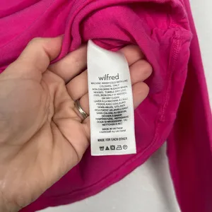 Wilfred‎ Women's Pink Long Sleeve Ruched Cropped Square Neck Tee Sz S thumbnail 5