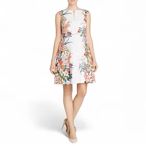Adrianna Papell Floral Fit & Flare White Dress Multi Garden Party Size 14 Derby thumbnail 2