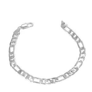 NEW Unisex Rhodium Plated 925 Sterling Silver‎ Figaro Chain Bracelet, 8” thumbnail 15