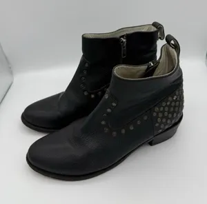 Mr. Wolf Studded Leather Ankle Boots Womens 7.5 Black Cowboy Festival Travel thumbnail 1