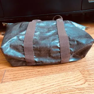 Mario Valentino V Monogram Authentic Brown Coated Canvas Zip Tote Vintage travel bag thumbnail 9