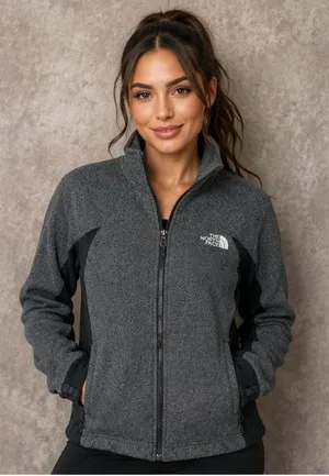 The North Face Women's Gray Black Full Zip Fleece Jacket thumbnail 1