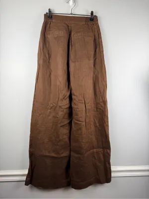 Anthropologie SOVERE Instance Linen Pants in brown wide leg size small thumbnail 5