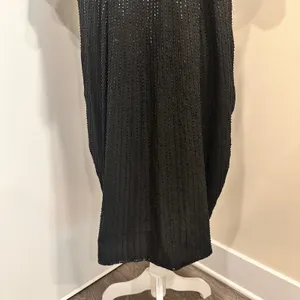 Vintage 80s Stenay Woman‎ Black Silk Beaded Sequin Cocktail Shift Dress Art Deco thumbnail 4